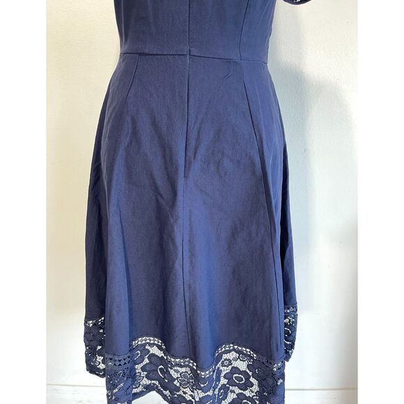 Miusol dress peasant Y2K laced stretch navy blue cocktail casual country women S - Picture 4 of 7
